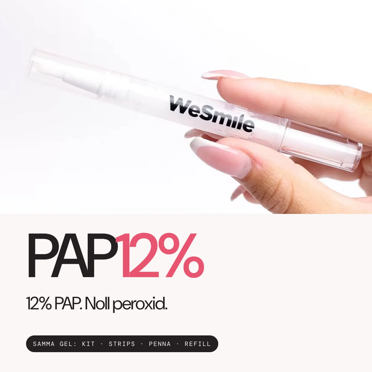 12 % PAP. Noll peroxid. Samma angivna dos som i din första kur