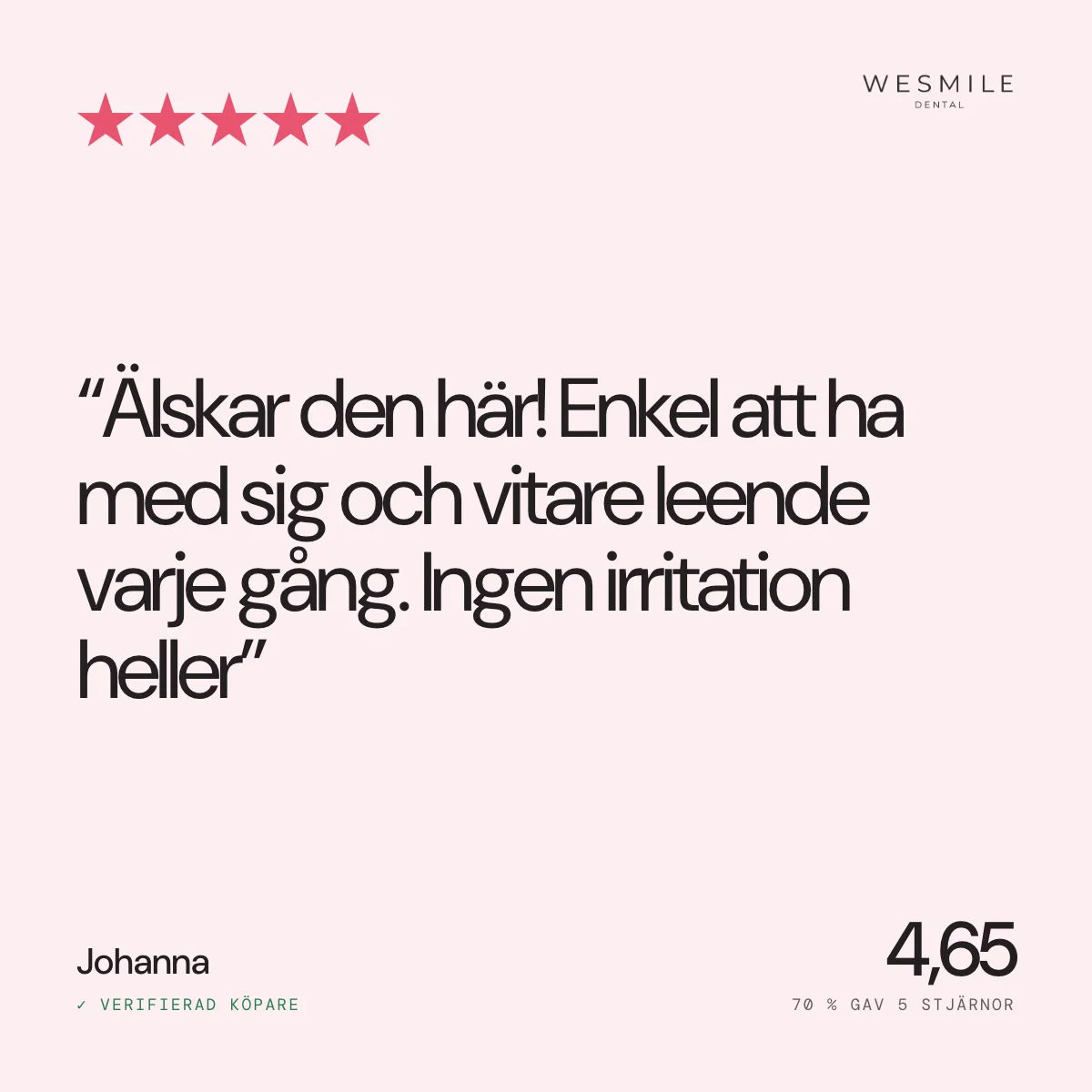 Recension från Johanna, 4,65 i snitt av 23 recensioner